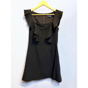 FRENCH CONNECTION Whisper Ruffled V-Neck Mini Dress Women’s‎ SIZE 6 Black NWOT